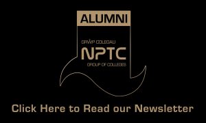 NPTC Group of Colleges Alumni logo that reads "Click here to read our newsletter"