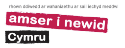 Time to Change Wales (let's end mental health discrimination) logo (Welsh)
