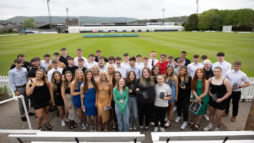 Sports Awards 2023 students with their trophy's
