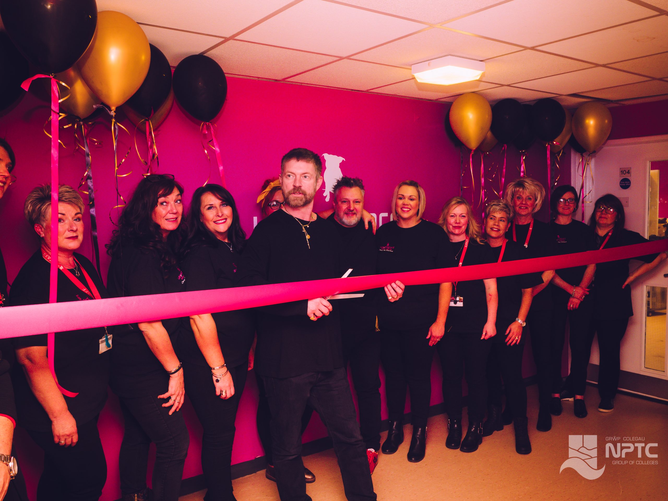 Lee Stafford opening the salon in Afan college