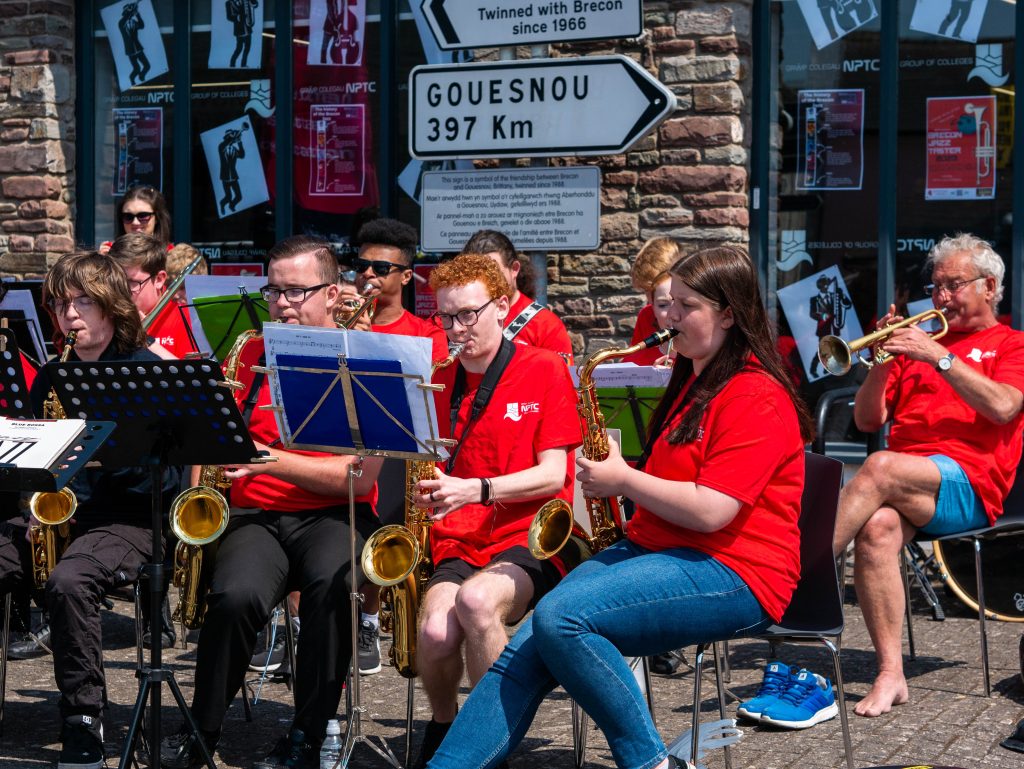 Students playing at the Brecon Jazz taster event