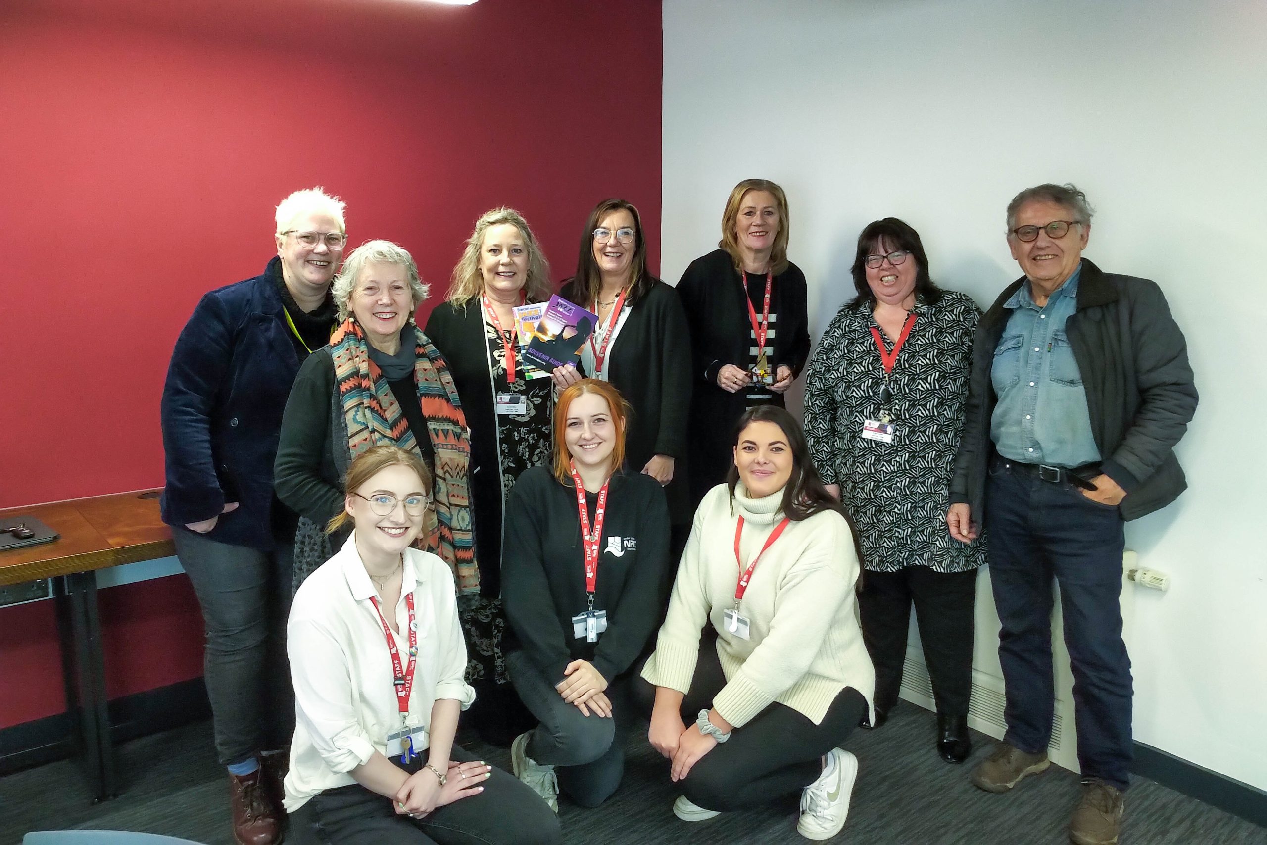 Lynne Gornall and Roger Cannon of the Brecon Jazz Festival Planning Team are pictured with the College team who are helping to organise the Jazz Taster Day.