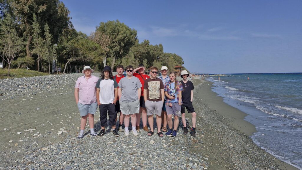 students on the beach in Cyprus