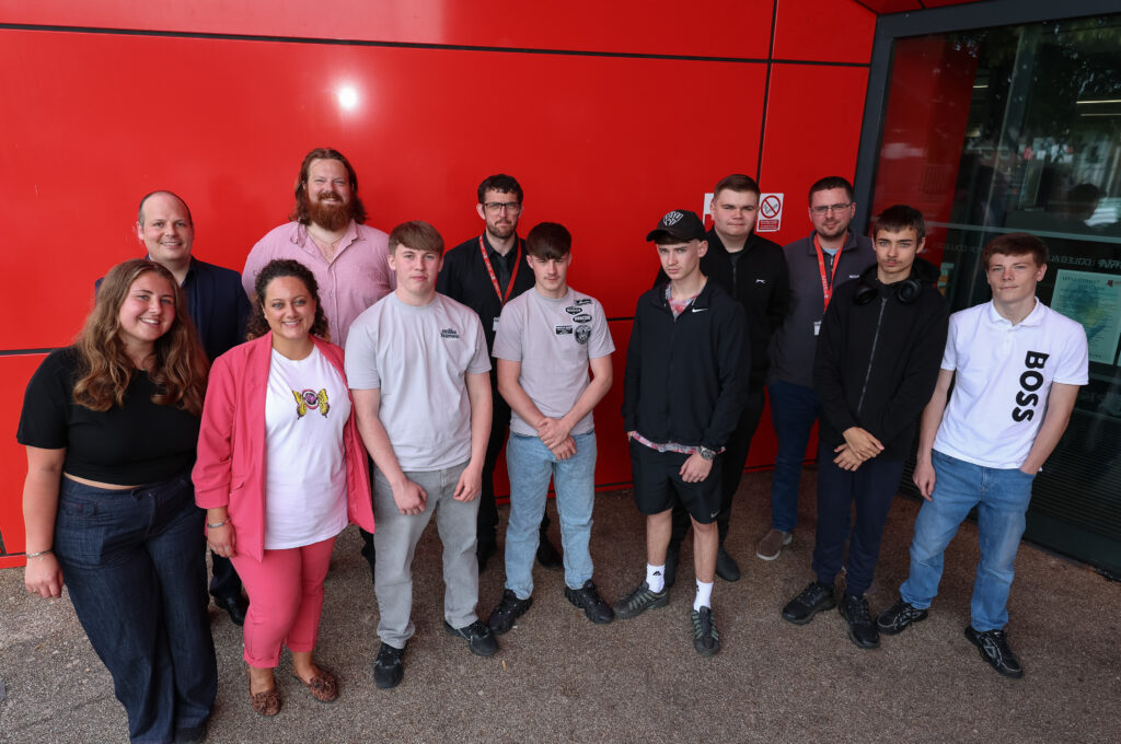 Junior Apprentices and staff outside Neath College.